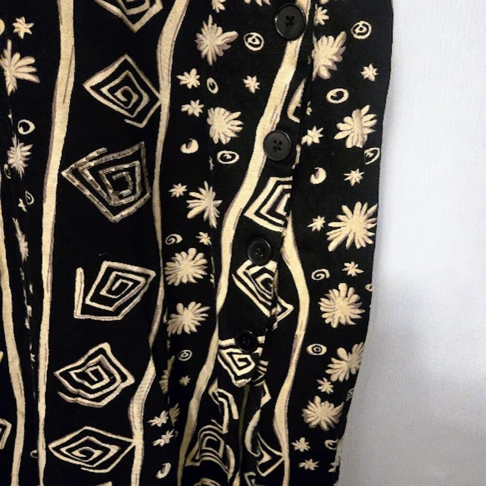 Coral Bay black and tan tribal pattern cotton S/S midi dress Size XL NWOT - Picture 4 of 6